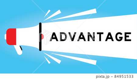 Color megphone icon with word advantage in white banner on blue background 84951533