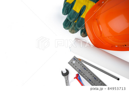Engineer work tools isolated on white background Engineer work tools isolated on white background 84953713