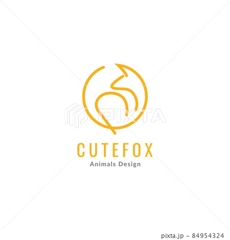 Geometric Bird Line Circle Fox Logo Symbol Icon のイラスト素材