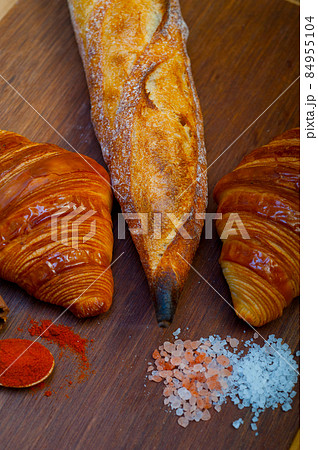 French fresh croissants and artisan baguette tradition 84955104