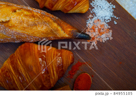 French fresh croissants and artisan baguette tradition 84955105