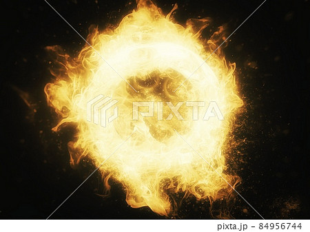 燃え上がる火の玉のイラストのイラスト素材