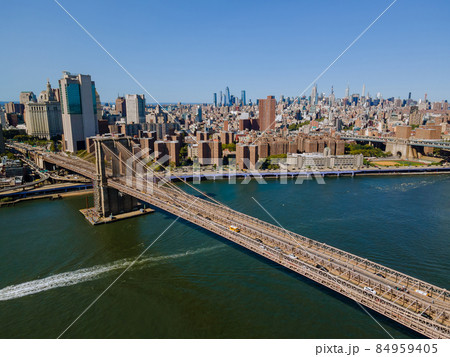 Aerial view of Brooklyn Bridge in New York City Aerial view of Brooklyn Bridge in New York City 84959405