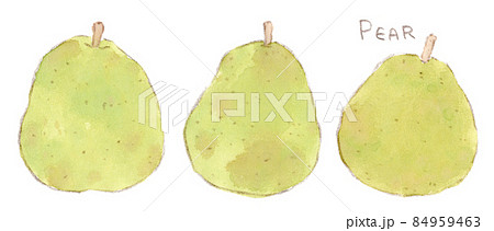 秋〜冬の果物：洋ナシ（西洋梨、ラ・フランス）の水彩画イラスト 84959463