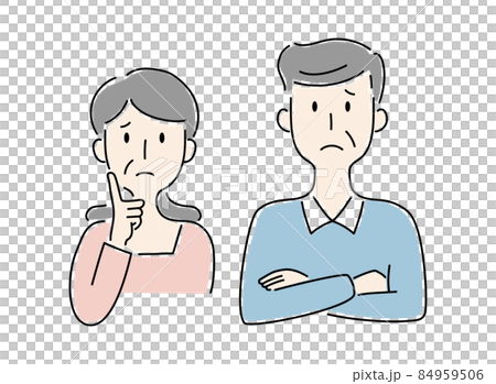 Hand-painted style, vector illustrations of elderly men and women who are worried Hand-painted style, vector illustrations of elderly men and women who are worried 84959506