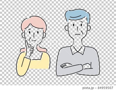 Hand-painted style, vector illustrations of elderly men and women who are worried Hand-painted style, vector illustrations of elderly men and women who are worried 84959507