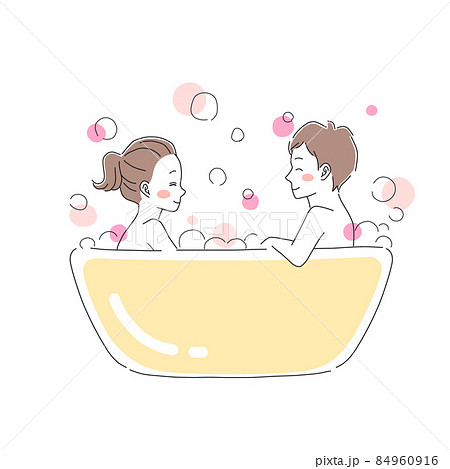 Illustration Material Of A Couple Taking A Bath Stock Illustration