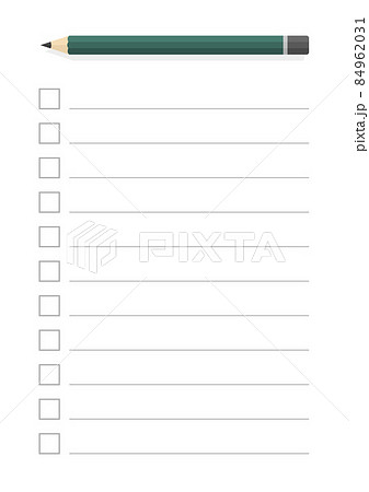未記入のチェックボックス付きのtodoリストと鉛筆 - タスク・リストアップ・やることリストの素材 84962031