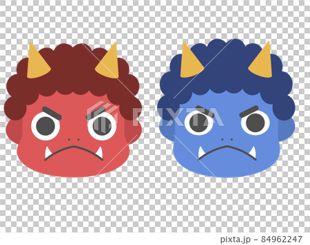 Setsubun_Red Demon and Blue Demon Face Icon 84962247