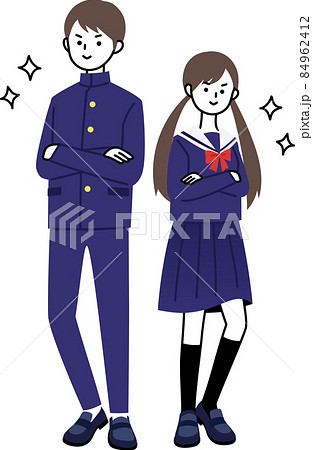 男女の学生　腕組みポーズ 84962412