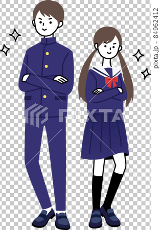 男女の学生　腕組みポーズ 84962412