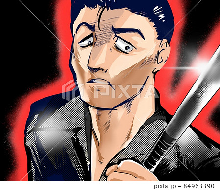 少年漫画強面借金取立てヤクザの恐喝イラストのイラスト素材