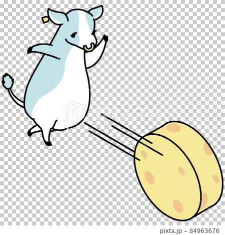 綺麗なポーズでチーズを転がす牛のアイソメイラスト 綺麗なポーズでチーズを転がす牛のアイソメイラスト 84963676