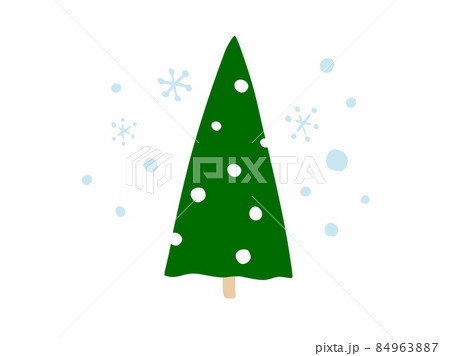 かわいいクリスマスの木と雪と結晶/手書きイラスト かわいいクリスマスの木と雪と結晶/手書きイラスト 84963887