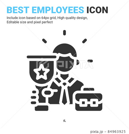 Best employee icon vector with glyph style isolated on white background. Vector illustration winner sign symbol icon concept for business, finance, industry, company, apps, web and all project Best employee icon vector with glyph style isolated on white background. Vector illustration winner sign symbol icon concept for business, finance, industry, company, apps, web and all project 84963925