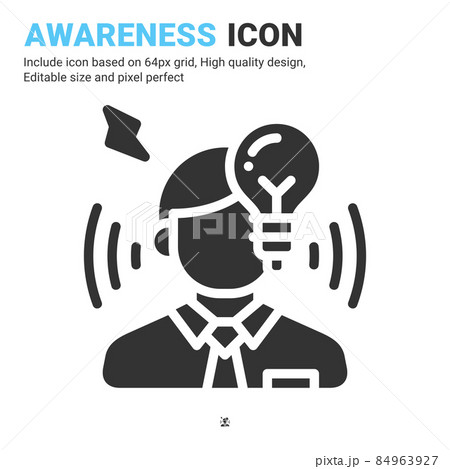 Awareness icon vector with glyph style isolated on white background. Vector illustration idea sign symbol icon concept for business, finance, industry, company, apps, web, ui, ux and project Awareness icon vector with glyph style isolated on white background. Vector illustration idea sign symbol icon concept for business, finance, industry, company, apps, web, ui, ux and project 84963927