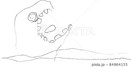 子供が描いた恐竜 モササウルス のイラスト素材