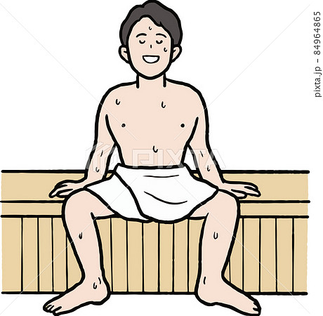 サウナに入る男性のイラスト素材 84964865
