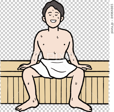 サウナに入る男性のイラスト素材 84964865