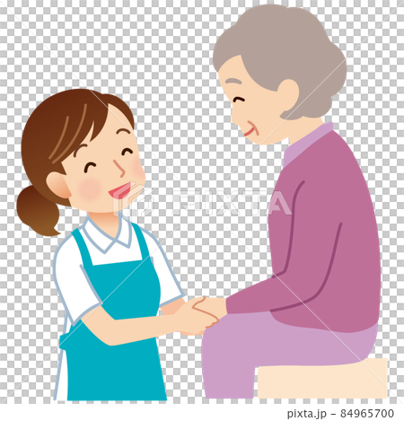 Caregiver talking to the elderly Caregiver helper - Stock Illustration ...