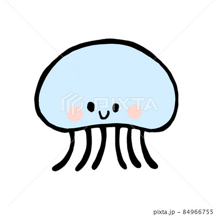 クラゲのゆるい手描きイラスト 84966755