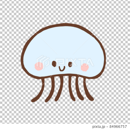 クラゲのゆるい手描きイラストのイラスト素材