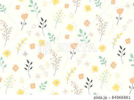北欧風手描きの花柄背景 84966861