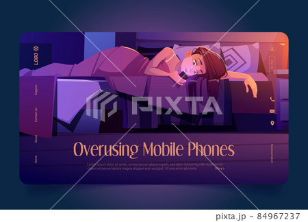 Overusing mobile phones, Internet addiction banner 84967237