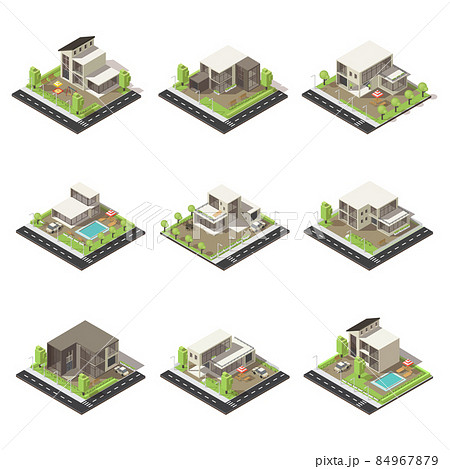 Isometric Cottages And Mansions Set 84967879