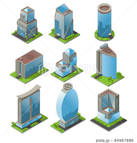 Isometric Urban Office Buildings Set Isometric Urban Office Buildings Set 84967886