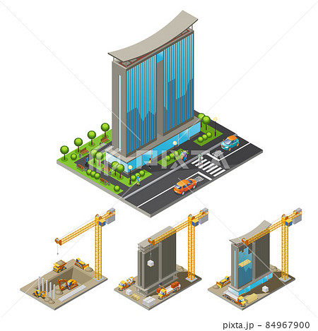 Isometric Building Construction Process Concept 84967900