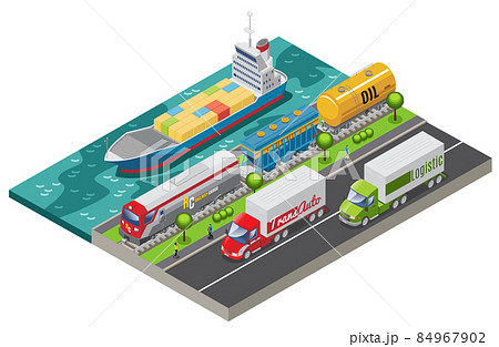 Isometric Logistic Transportation Concept Isometric Logistic Transportation Concept 84967902