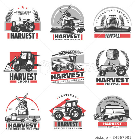 Vintage Harvesting Emblems Set Vintage Harvesting Emblems Set 84967903