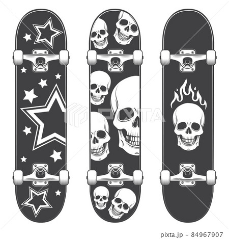 Set Of Skateboard Backgrounds Skateboard Designのイラスト素材