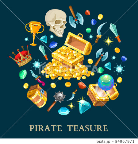 Pirate Treasure Isometric Icons Set 84967971