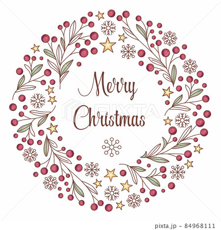 Christmas wreath sketched vector. Seasons Greeting wreath vector pattern on a white background. Round Christmas wreath vector Christmas wreath sketched vector. Seasons Greeting wreath vector pattern on a white background. Round Christmas wreath vector 84968111