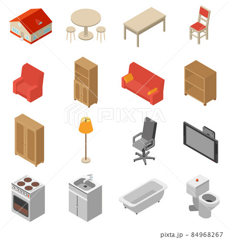 Interior Isometric Icons Set 84968267