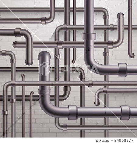 Pipeline On Brick Wall Background Pipeline On Brick Wall Background 84968277