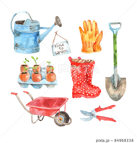 Gardening watercolor pictograms collection set Gardening watercolor pictograms collection set 84968338