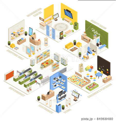 Shopping Mall Isometric Composition Poster Shopping Mall Isometric Composition Poster 84968480