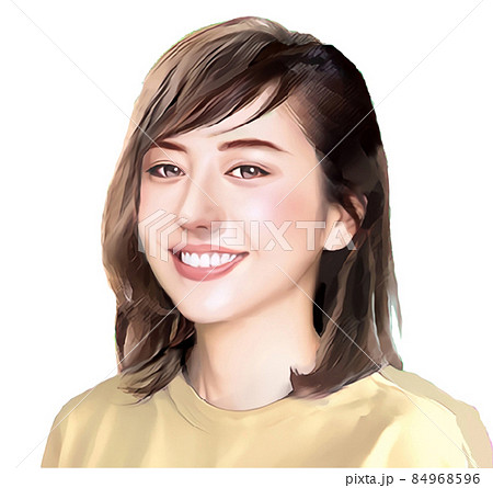 ナチュラルな笑顔の女性のイラスト素材 [84968596] - PIXTA