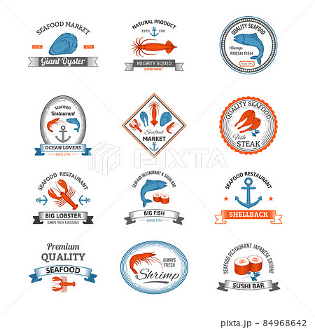 Seafood Emblems Colored Seafood Emblems Colored 84968642