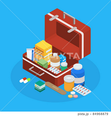 Pharmaceutical Production Suitcase Isometric Background Pharmaceutical Production Suitcase Isometric Background 84968879