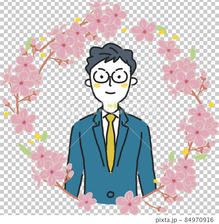 桜の輪に囲われた男子学生 旅立ち イラスト素材のイラスト素材 桜の輪に囲われた男子学生 旅立ち イラスト素材のイラスト素材