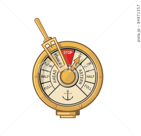 Engine order telegraph, EOT or Chadburn, communication device used on ship or submarine for pilot on bridge to order engineers in engine room to power vessel at certain desired speed Engine order telegraph, EOT or Chadburn, communication device used on ship or submarine for pilot on bridge to order engineers in engine room to power vessel at certain desired speed 84971357