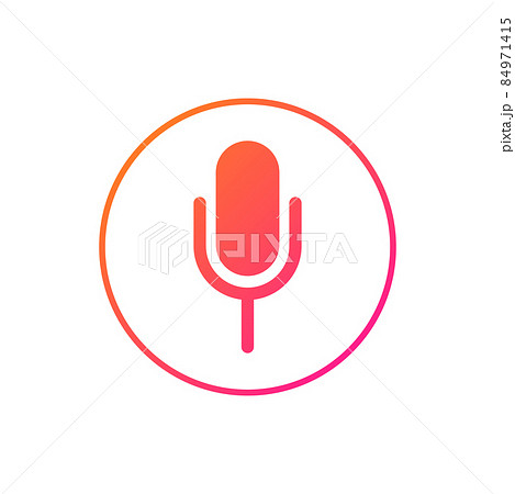 Voice assistant hi tech ai artificial intelligence speech recognition technology isolated icon. Vector pink microphone in round circle, music and media recording, speech and voice recognition button 84971415