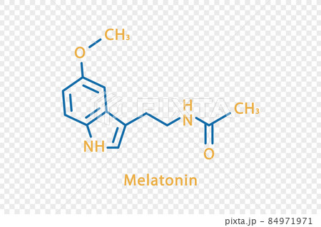 Melatonin chemical formula. Melatonin structural chemical formula isolated on transparent background. 84971971