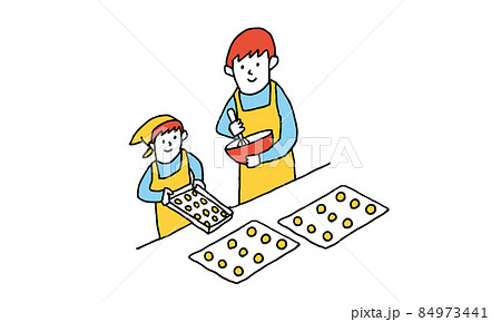お菓子作りをする親子のイラスト 84973441