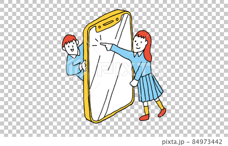 スマートフォンの画面を操作する学生 スマートフォンの画面を操作する学生 84973442