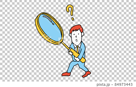 一位商人試圖用放大鏡尋找問題 84973443